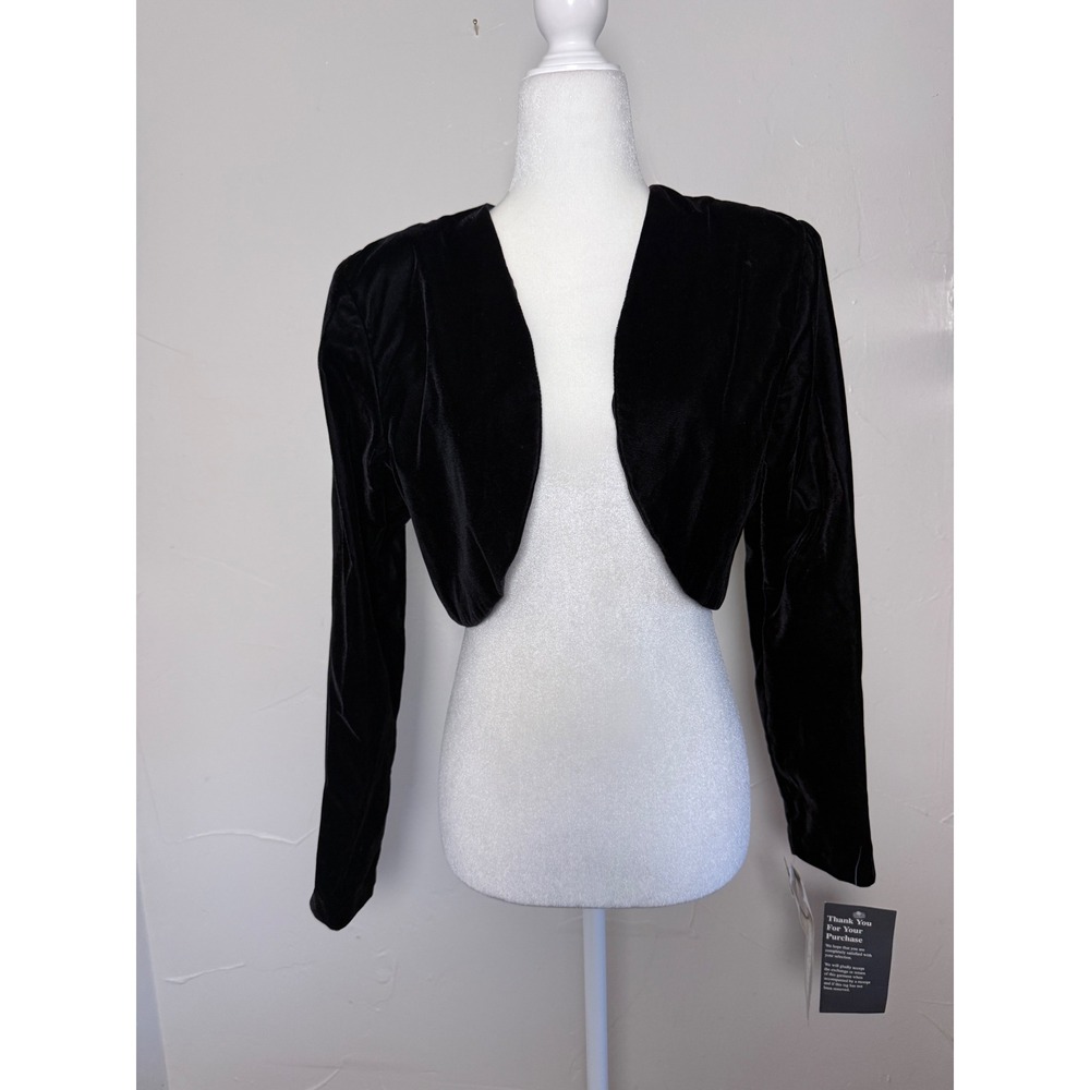Vintage Deadstock Roberta Black Velvet Bolero Shrug Made USA 80s 90s